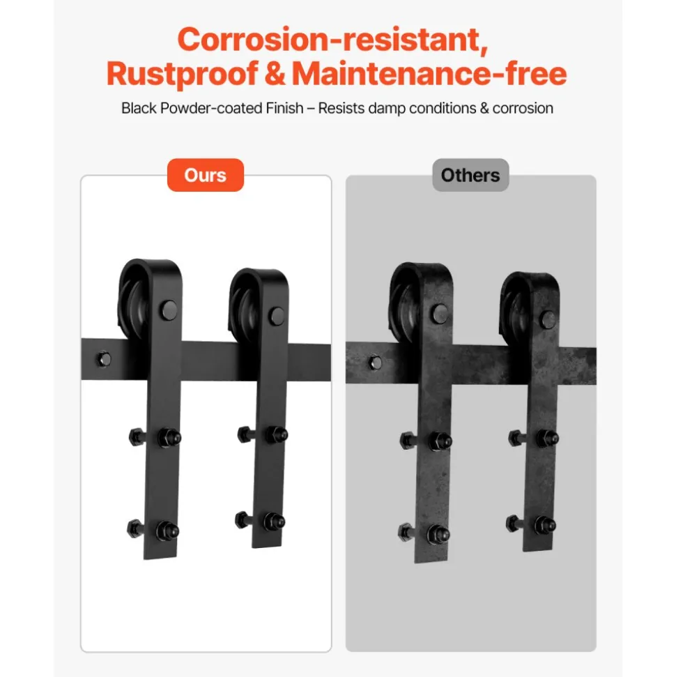 VEVOR 6.6FT Sliding Barn Door Hardware Kit, 330 LBS Weight Capacity, Compatible with 36-40 Inches Width & 1-3/8 to 1-3/4 Inches Thickness Single Sliding Barn Door, Durable Track & J-shape Roller Black