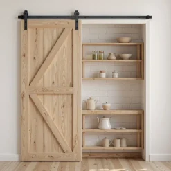 VEVOR 6.6FT Sliding Barn Door Hardware Kit, 330 LBS Weight Capacity, Compatible with 36-40 Inches Width & 1-3/8 to 1-3/4 Inches Thickness Single Sliding Barn Door, Durable Track & J-shape Roller Black
