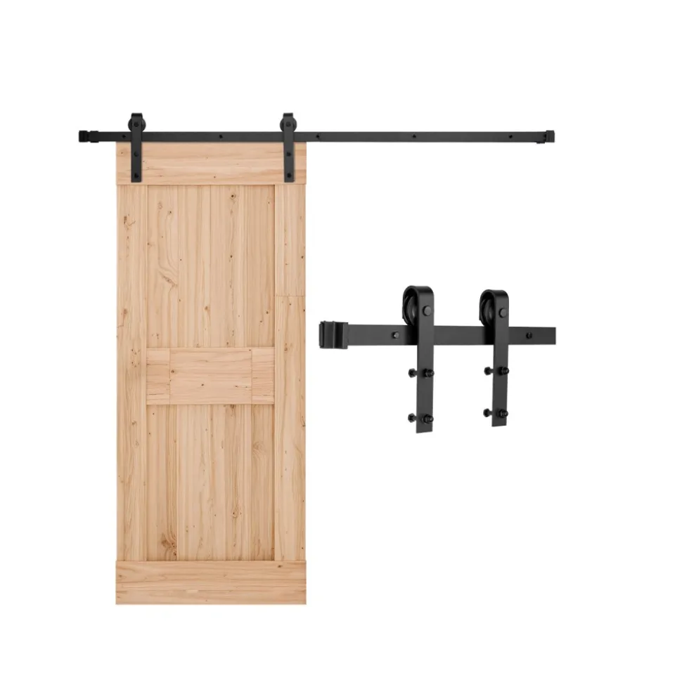 VEVOR 6.6FT Sliding Barn Door Hardware Kit, 330 LBS Weight Capacity, Compatible with 36-40 Inches Width & 1-3/8 to 1-3/4 Inches Thickness Single Sliding Barn Door, Durable Track & J-shape Roller Black