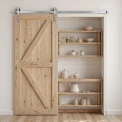 VEVOR 6FT Sliding Barn Door Hardware Kit, 330 LBS Weight Capacity, Compatible with 36 Inches Max Width & 1-3/8 to 1-3/4 Inches Thickness Single Sliding Barn Door, Durable Track & J-shape Roller Silver
