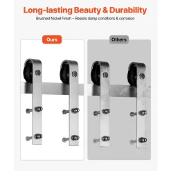 VEVOR 6FT Sliding Barn Door Hardware Kit, 330 LBS Weight Capacity, Compatible with 36 Inches Max Width & 1-3/8 to 1-3/4 Inches Thickness Single Sliding Barn Door, Durable Track & J-shape Roller Silver