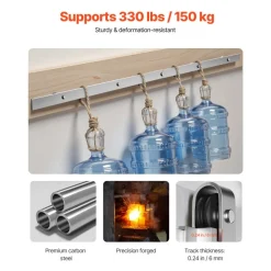 VEVOR 6FT Sliding Barn Door Hardware Kit, 330 LBS Weight Capacity, Compatible with 36 Inches Max Width & 1-3/8 to 1-3/4 Inches Thickness Single Sliding Barn Door, Durable Track & J-shape Roller Silver