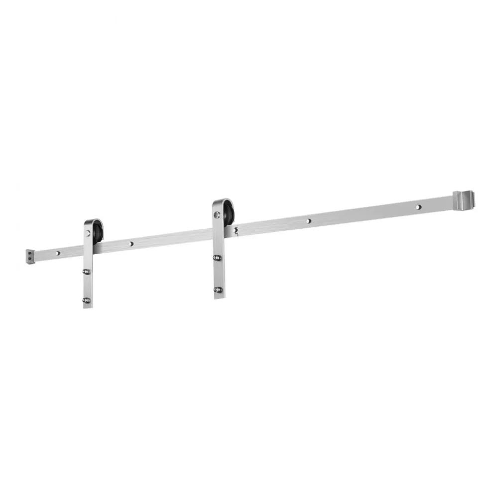 VEVOR 6FT Sliding Barn Door Hardware Kit, 330 LBS Weight Capacity, Compatible with 36 Inches Max Width & 1-3/8 to 1-3/4 Inches Thickness Single Sliding Barn Door, Durable Track & J-shape Roller Silver