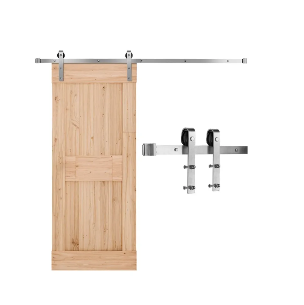 VEVOR 6FT Sliding Barn Door Hardware Kit, 330 LBS Weight Capacity, Compatible with 36 Inches Max Width & 1-3/8 to 1-3/4 Inches Thickness Single Sliding Barn Door, Durable Track & J-shape Roller Silver