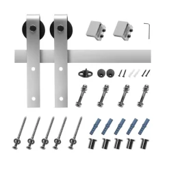 VEVOR 6FT Sliding Barn Door Hardware Kit, 330 LBS Weight Capacity, Compatible with 36 Inches Max Width & 1-3/8 to 1-3/4 Inches Thickness Single Sliding Barn Door, Durable Track & J-shape Roller Silver