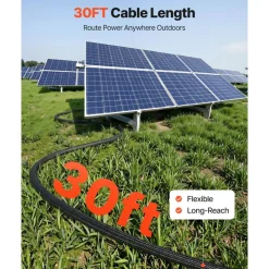 VEVOR 30FT Solar Panel Extension Cable, 10 AWG, Solar Panel Wire with Flame Retardant Protective Sleeving, Female and Male Connectors, IP67 Waterproof PV Wire, for Outdoor Automotive RV, Black & Red