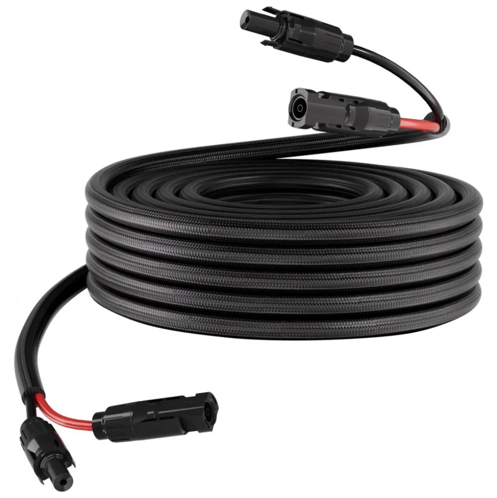 VEVOR 30FT Solar Panel Extension Cable, 10 AWG, Solar Panel Wire with Flame Retardant Protective Sleeving, Female and Male Connectors, IP67 Waterproof PV Wire, for Outdoor Automotive RV, Black & Red