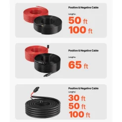 VEVOR 100FT Solar Panel Extension Cable 10AWG Waterproof PV 6mm² Cable Black