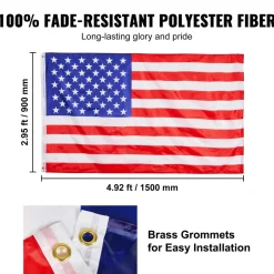 VEVOR 20FT Telescoping Flag pole Kit, Heavy Duty Aluminum Alloy in Ground Flag Poles for Outside, 3 Display Modes Flagpole with 3x5 American Flag, Professional Accessories, Silver