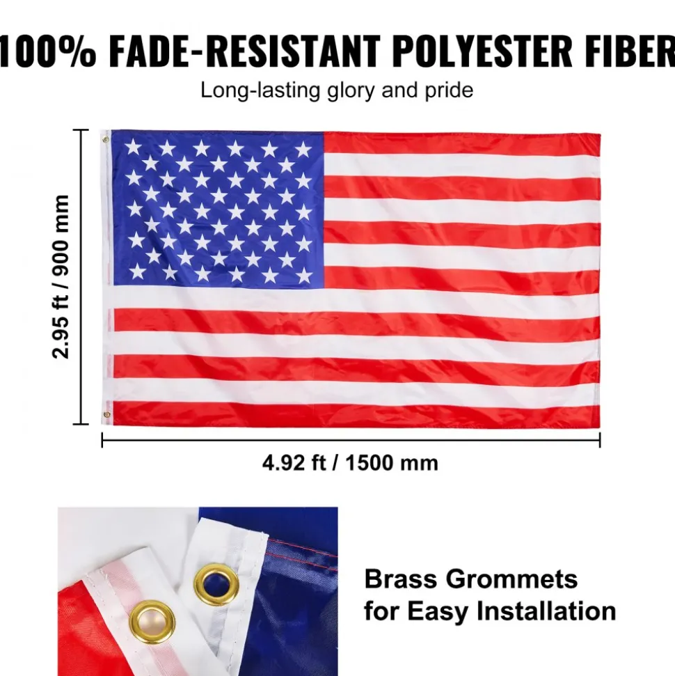 VEVOR 20FT Telescoping Flag pole Kit, Heavy Duty Aluminum Alloy in Ground Flag Poles for Outside, 3 Display Modes Flagpole with 3x5 American Flag, Professional Accessories, Silver