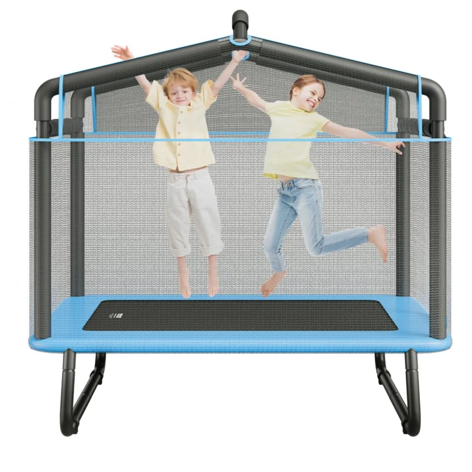 VEVOR 6FT Trampoline for Kids, 72" Indoor/Outdoor Toddlers Trampoline, Mini Baby Trampoline with Safety Enclosure Net, Gymnastics Bar, Hammock, Recreational Trampoline Birthday Gift for 3+ Years Kids
