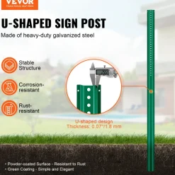 VEVOR 6FT U-Channel Sign Post, 4Pack Green Heavy Duty Steel Fixed Fence Post, Steel Fence U-Channel Sign for Garden, Courtyard, Farm or Traffic Intersection