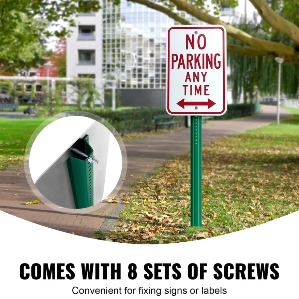 VEVOR 6FT U-Channel Sign Post, 4Pack Green Heavy Duty Steel Fixed Fence Post, Steel Fence U-Channel Sign for Garden, Courtyard, Farm or Traffic Intersection