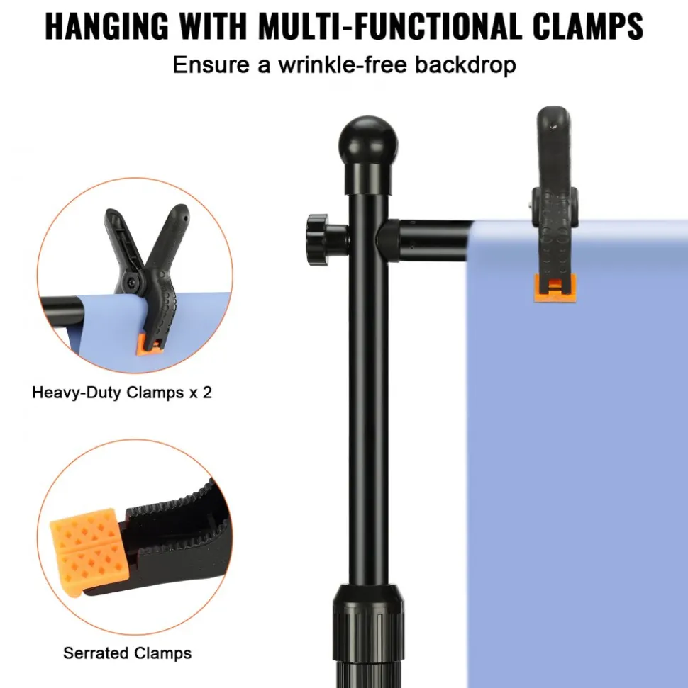 VEVOR 10ft x 10ft Pipe and Drape Kit, Heavy Duty Backdrop Stand with Carbon Steel Base, Adjustable Backdrop Support with 6 Clamps and A Carry Bag for Wedding, Party, Event, Photography, and Exhibition