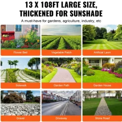 VEVOR 13FTx108FT Premium Heavy Duty Weed Barrier Landscape Fabric, 5OZ Woven Geotextile Fabric Under Gravel, High Permeability for Weed Blocker Weed Mat, Driveway Fabric, Weed Control Garden Cloth