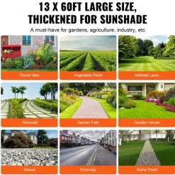 VEVOR 13FTx60FT Premium Heavy Duty Weed Barrier Landscape Fabric, 5OZ Woven Geotextile Fabric Under Gravel, High Permeability for Weed Blocker Weed Mat, Driveway Fabric, Weed Control Garden Cloth