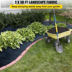 VEVOR 3FTx50FT Premium Weed Barrier Fabric Heavy Duty 5OZ, Woven Weed Control Fabric, High Permeability Good for Flower Bed, Geotextile Fabric for Underlayment, Polyethylene Ground Cover