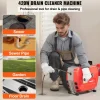 VEVOR 120FT x 7/8 Inch Drain Cleaner Machine, 420W Electric Sewer Snake Auger Manual Feed - with 6 Cutters, 2 Steel Cables (120' x 7/8" and 18' x 3/8") & CW/CCW Control for 1.9" to 6" Pipes