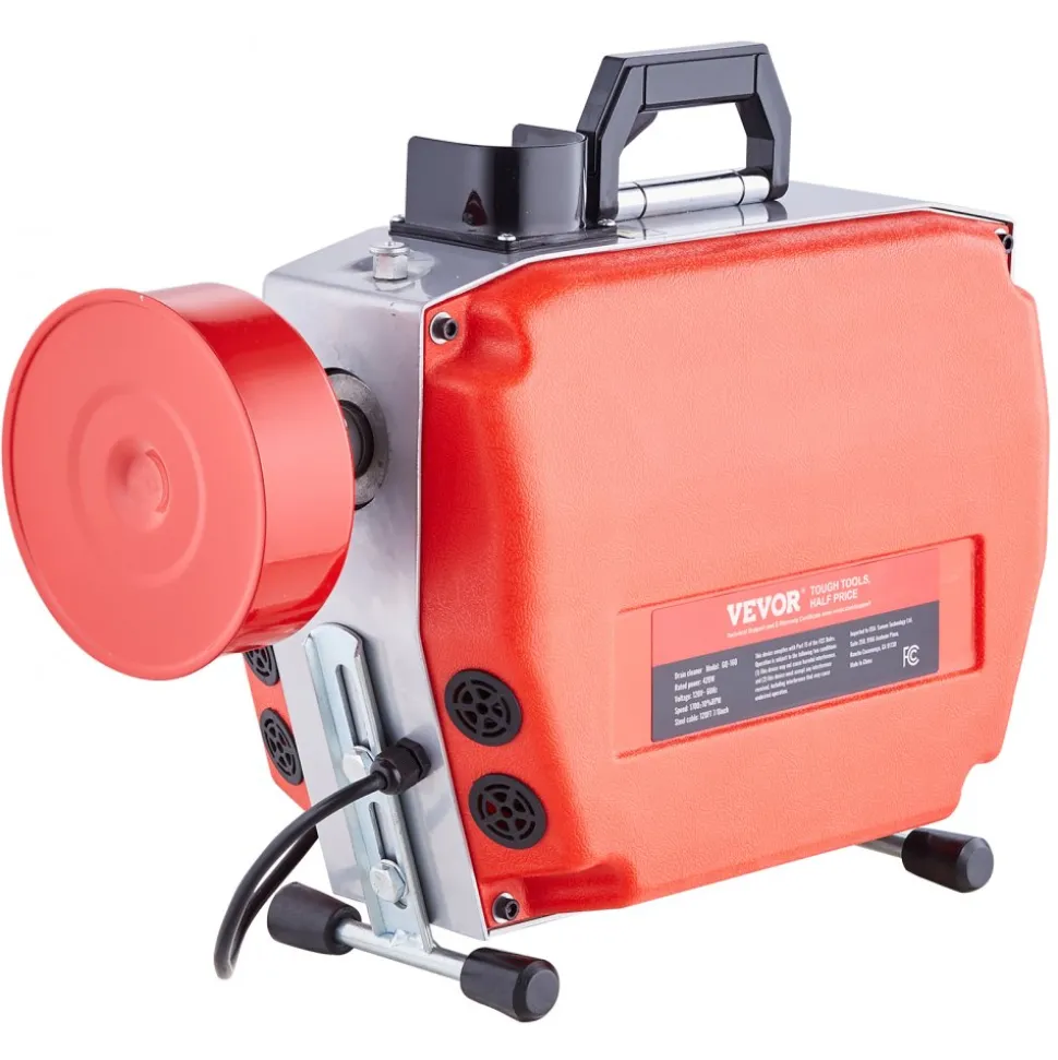 VEVOR 120FT x 7/8 Inch Drain Cleaner Machine, 420W Electric Sewer Snake Auger Manual Feed - with 6 Cutters, 2 Steel Cables (120' x 7/8" and 18' x 3/8") & CW/CCW Control for 1.9" to 6" Pipes