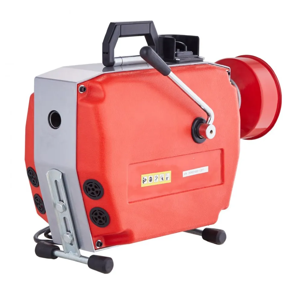 VEVOR 120FT x 7/8 Inch Drain Cleaner Machine, 420W Electric Sewer Snake Auger Manual Feed - with 6 Cutters, 2 Steel Cables (120' x 7/8" and 18' x 3/8") & CW/CCW Control for 1.9" to 6" Pipes