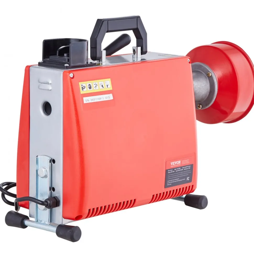 VEVOR 66FT x 5/8 Inch Drain Cleaner Machine, 250W Electric Sewer Snake Auger Manual Feed - with 7 Cutters, 2 Steel Cables (66' x 5/8" and 15' x 3/8")& CW/CCW Control for 1.6" to 4" Pipes