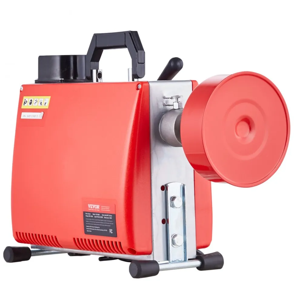 VEVOR 66FT x 5/8 Inch Drain Cleaner Machine, 250W Electric Sewer Snake Auger Manual Feed - with 7 Cutters, 2 Steel Cables (66' x 5/8" and 15' x 3/8")& CW/CCW Control for 1.6" to 4" Pipes