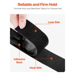 VEVOR 16 ft x 1.5 in Hook and Loop Tape, Hook Loop Heavy Duty Strips Rolls, Strong Nylon Self Adhesive Strips Roll, Sticky Back Fastener Tape Roll Ideal for Home Office School and Crafting, Black