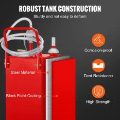 VEVOR Fuel Caddy, 35 Gallon, Gas Storage Tank on 4 Wheels, with Manuel Transfer Pump, Gasoline Diesel Fuel Container for Cars, Lawn Mowers, ATVs, Boats, More, Red