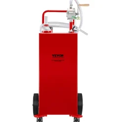 VEVOR Fuel Caddy, 35 Gallon, Gas Storage Tank on 4 Wheels, with Manuel Transfer Pump, Gasoline Diesel Fuel Container for Cars, Lawn Mowers, ATVs, Boats, More, Red