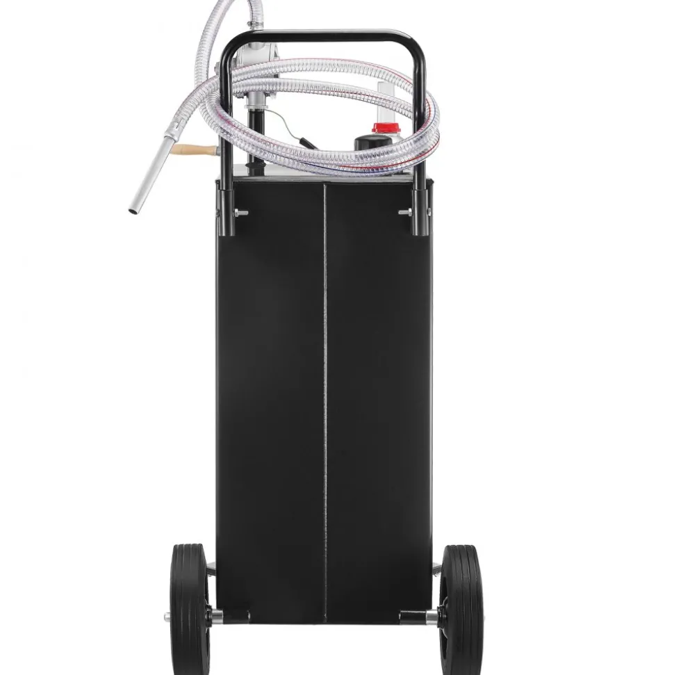 VEVOR Fuel Caddy, 35 Gallon, Gas Storage Tank on 4 Wheels, with Manual Transfer Pump, Gasoline Diesel Fuel Container for Cars, Lawn Mowers, ATVs, Boats, More, Black
