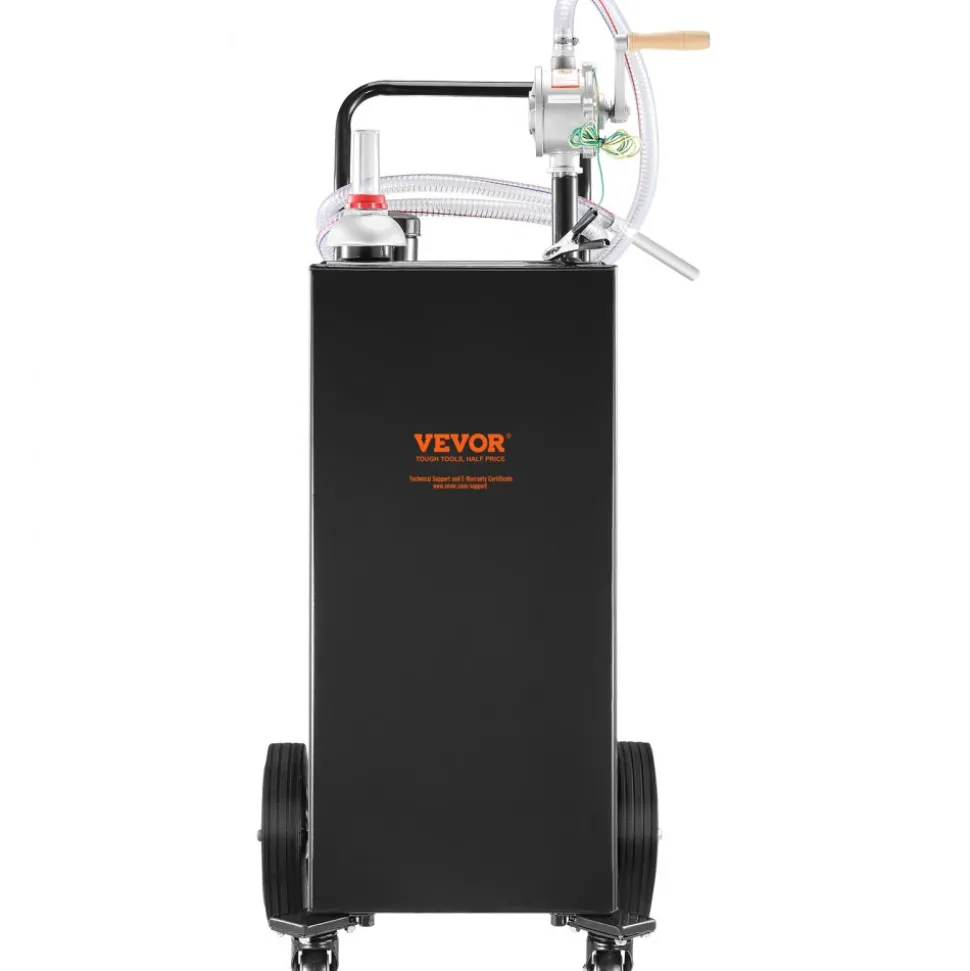 VEVOR Fuel Caddy, 35 Gallon, Gas Storage Tank on 4 Wheels, with Manual Transfer Pump, Gasoline Diesel Fuel Container for Cars, Lawn Mowers, ATVs, Boats, More, Black