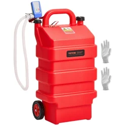 VEVOR Fuel Caddy, 16 Gallon, Portable Fuel Tank with 12V DC 2.5 GPM Electric Fuel Transfer Pump, 4 ft Delivery Hose & Auto-Stop Sensor Nozzle, Tank Adapters, Suitable for Diesel & Gasoline, Red
