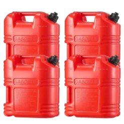 VEVOR Fuel Container, 5 Gallon, Gas Tank with Spout & Clear Scale, 15 L/min Max Flow Rate, Secure & Leak-proof, Portable Flat Fluid Container for Most Cars Motorcycle ATV UTV, Red, 4 Packs