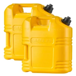 VEVOR Fuel Container, 5 Gallon, Gas Tank with Spout & Clear Scale, 15 L/min Max Flow Rate, Secure & Leak-proof, Portable Flat Fluid Container for Most Cars Motorcycle SUV ATV UTV, Yellow, 2 Packs
