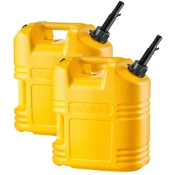 VEVOR Fuel Container, 5 Gallon, Gas Tank with Spout & Clear Scale, 15 L/min Max Flow Rate, Secure & Leak-proof, Portable Flat Fluid Container for Most Cars Motorcycle SUV ATV UTV, Yellow, 2 Packs