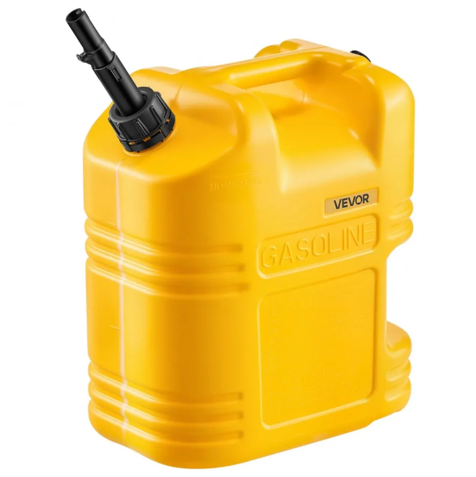 VEVOR Fuel Container, 5 Gallon, Gas Tank with Spout & Clear Scale, 15 L/min Max Flow Rate, Secure & Leak-proof, Portable Flat Fluid Container for Most Cars Motorcycle SUV ATV UTV, Yellow, 1 Pack