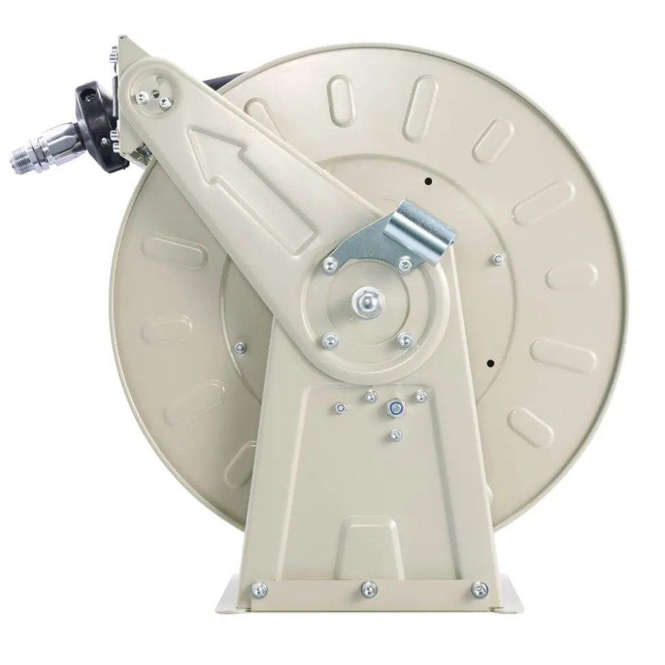 VEVOR Fuel Hose Reel, 1 inch x 33 ft Retractable, Spring Driven Auto Swivel Rewind, 300 PSI, Heavy-Duty Carbon Steel Construction with Industrial Grade Rubber Hose, for Diesel Fuel, Kerosene