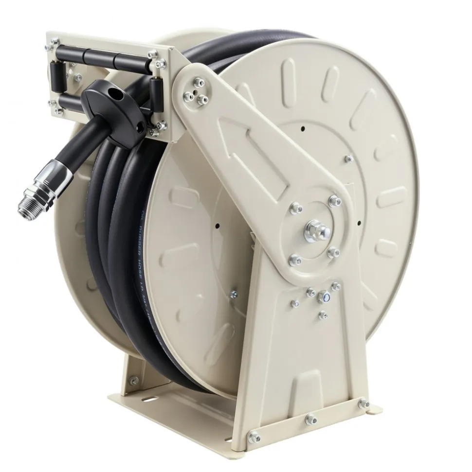 VEVOR Fuel Hose Reel, 3/4 inch x 66 ft Retractable, Spring Driven Auto Swivel Rewind, 300 PSI, Heavy-Duty Carbon Steel Construction with Industrial Grade Rubber Hose, for Diesel Fuel, Kerosene