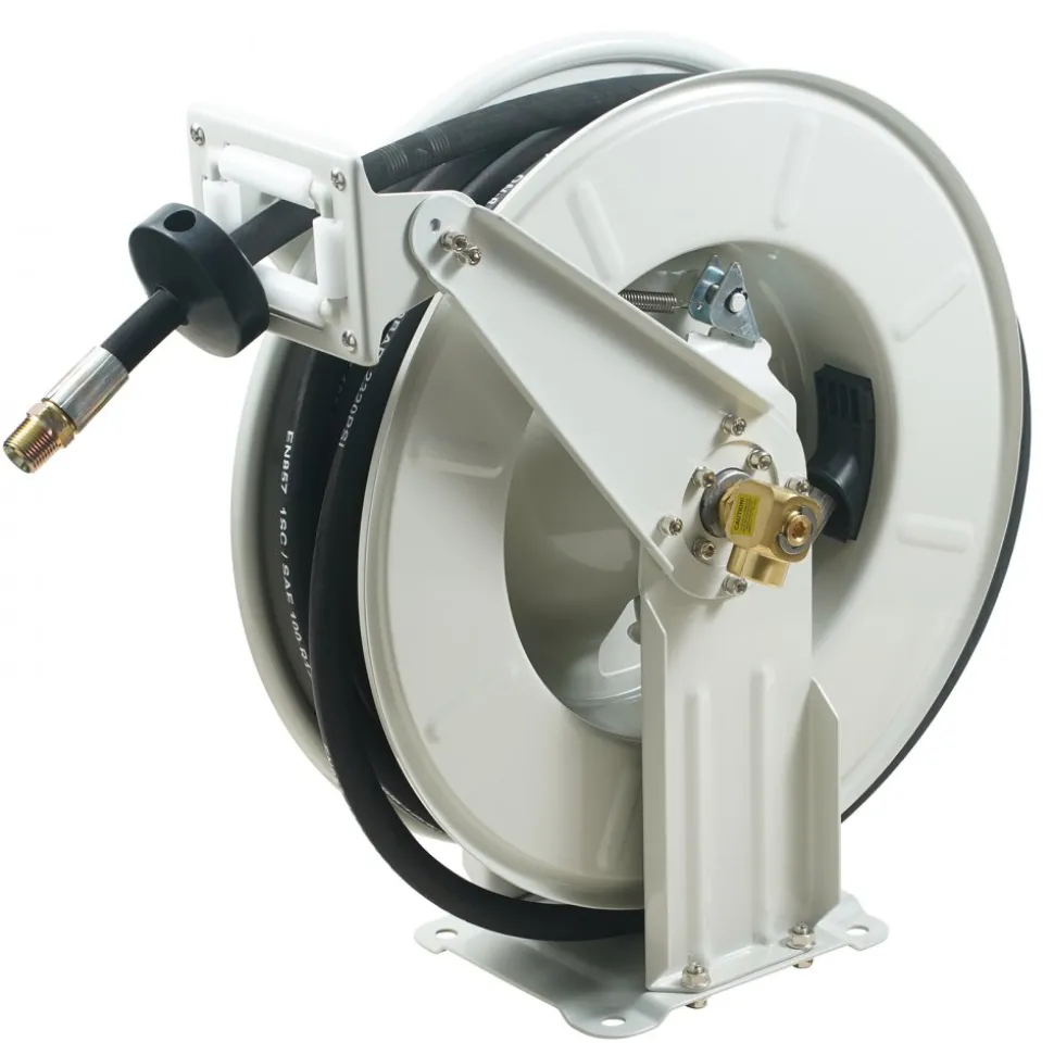 VEVOR Fuel Hose Reel, 1/2" x 50', Extra Long Retractable Machine Oil Hose Reel, Spring Driven Auto Swivel Rewind, Heavy-Duty Carbon Steel Construction with Hose for Auto Repair, Industries, 2300 PSI