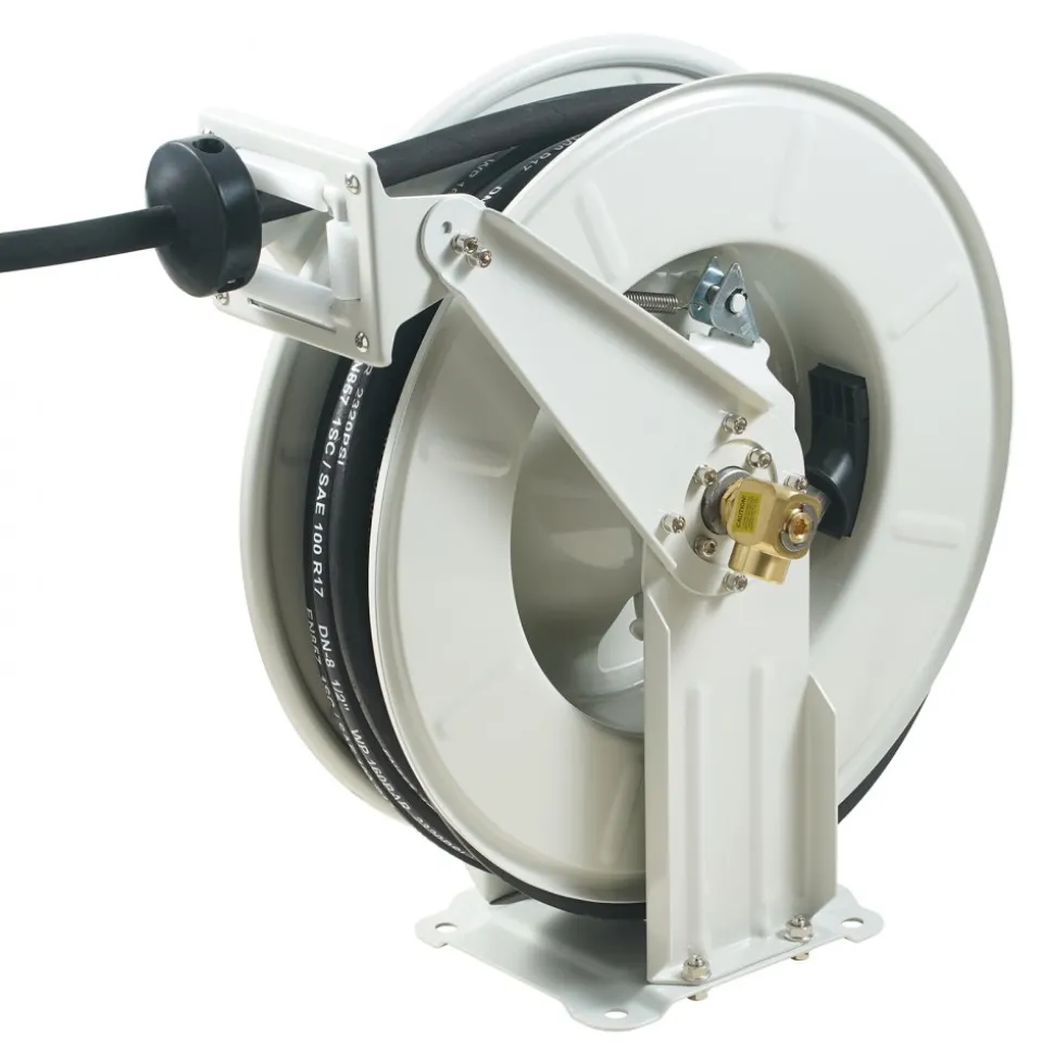 VEVOR Fuel Hose Reel, 1/2" x 50', Extra Long Retractable Machine Oil Hose Reel, Spring Driven Auto Swivel Rewind, Heavy-Duty Carbon Steel Construction with Hose for Auto Repair, Industries, 2300 PSI