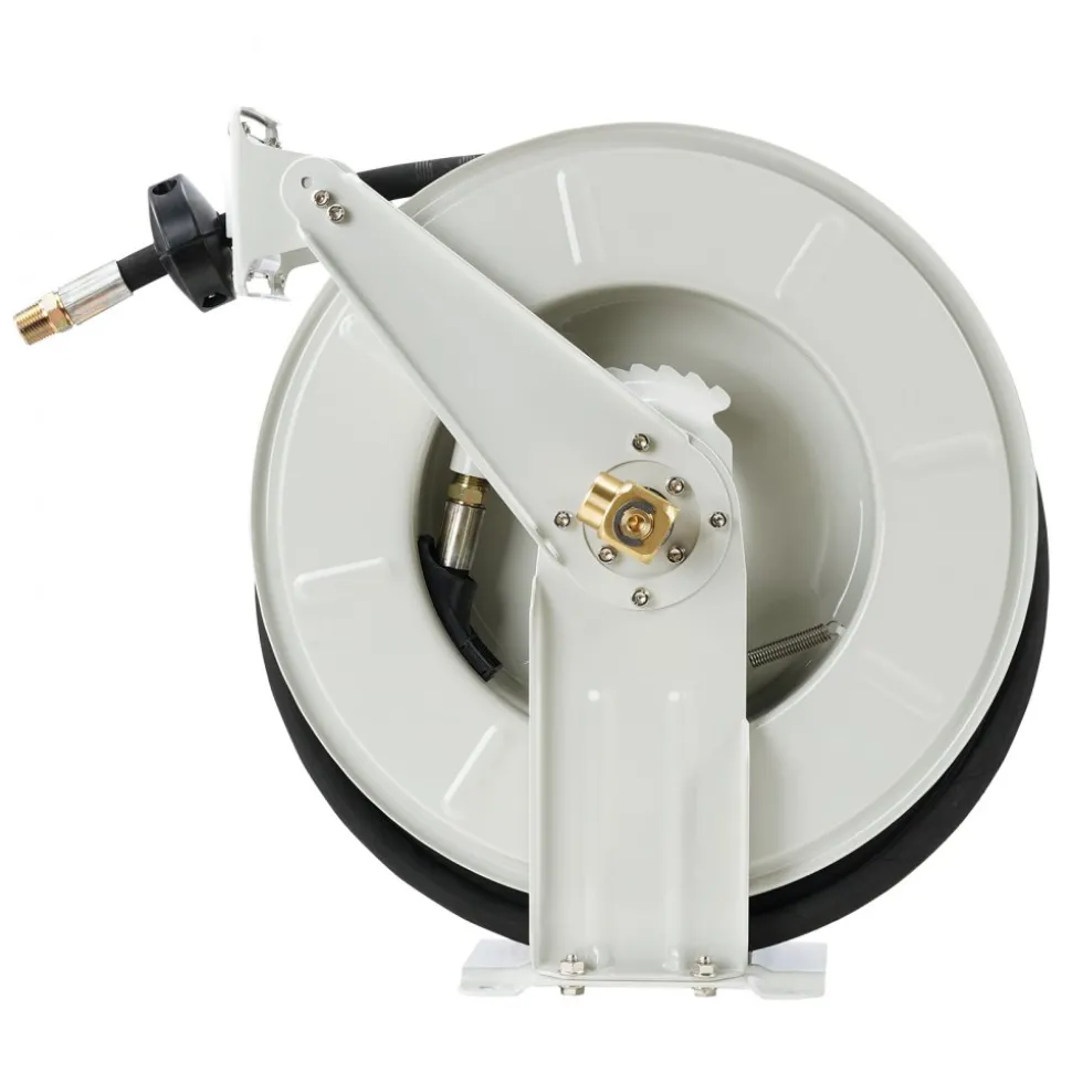 VEVOR Fuel Hose Reel, 1/2" x 50', Extra Long Retractable Machine Oil Hose Reel, Spring Driven Auto Swivel Rewind, Heavy-Duty Carbon Steel Construction with Hose for Auto Repair, Industries, 2300 PSI