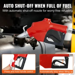 VEVOR Fuel Transfer Pump, 12V DC 20 GPM 1/4 HP, Gasoline Extractor Pump with Automatic Nozzle, Discharge Hose & Suction Pipe for Gasoline, Diesel, Kerosene, Ethanol & Methanol Blends, and Biodiesel