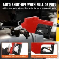 VEVOR Fuel Transfer Pump, 12V DC 16 GPM 1/4 HP, Gasoline Extractor Pump with Automatic Nozzle, Discharge Hose & Suction Pipe for Gasoline, Diesel, Kerosene, Ethanol & Methanol Blends, and Biodiesel