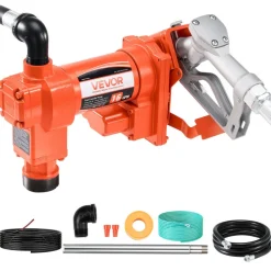 VEVOR Fuel Transfer Pump, 12V DC 16 GPM 1/4 HP Diesel Pump, Extractor Pumps with Manual Nozzle, Discharge Hose and Suction Pipe, for Gasoline, Diesel, Kerosene, Ethanol-Methanol Blends & Biodiesel