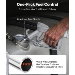 VEVOR Fuel Transfer Pump, 12V DC 16 GPM 1/4 HP Diesel Pump, Extractor Pumps with Manual Nozzle, Discharge Hose and Suction Pipe, for Gasoline, Diesel, Kerosene, Ethanol-Methanol Blends & Biodiesel