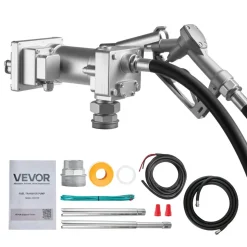 VEVOR Fuel Transfer Pump, 12V DC 15 GPM, Cast Iron Diesel Transfer Pump Kit, with Manual Shut-Off Nozzle, Discharge Hose, Overheat Protection, 1/3 HP Explosion-Proof, for Gasoline Diesel Kerosene