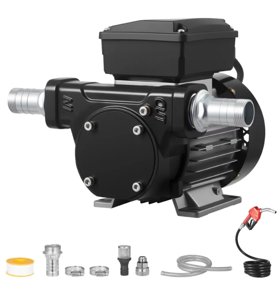 VEVOR Fuel Transfer Pump 110V, 16 GPM 60 L/min, AC Electric Oil Transfer Pump for Diesel Kerosene Biodiesel, with Auto Fuel Nozzle & 2 Hoses, 45 ft/13.7 m Max Lift, for Vehicles, Construction Sites