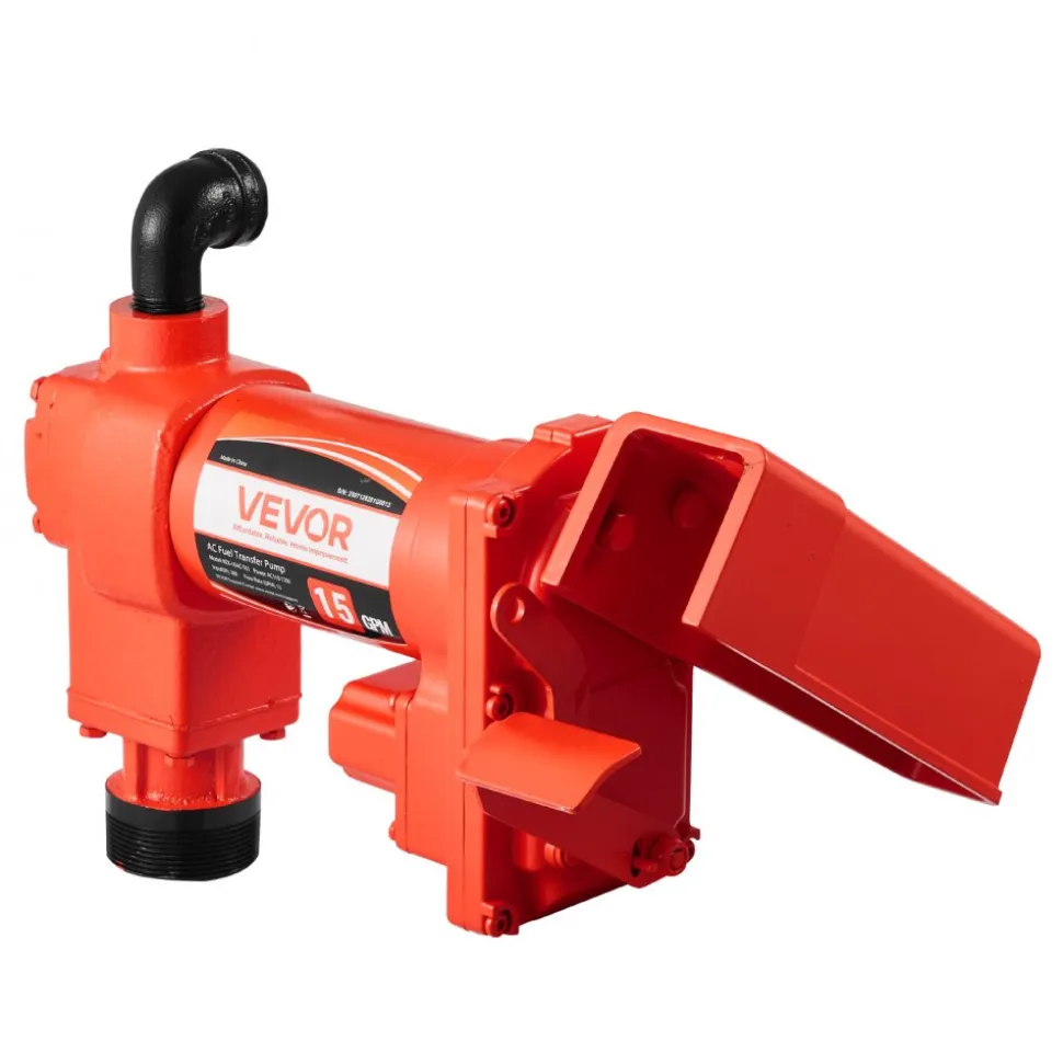 VEVOR Fuel Transfer Pump 110V, 15 GPM 57 L/min, AC Electric Oil Transfer Pump, with Auto Shut-Off Fuel Nozzle & Discharge Hose, High Flow Kit for Gasoline, Diesel, Kerosene, Biodiesel, Ethanol Blends