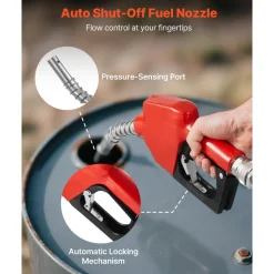 VEVOR Fuel Transfer Pump 110V, 16 GPM 60 L/min, AC Electric Oil Transfer Pump for Diesel Kerosene Biodiesel, with Meter, Auto Fuel Nozzle & 2 Hoses, 45 ft/13.7 m Lift, for Vehicles, Construction Sites