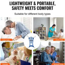 VEVOR Full Body Patient Lift Sling & Commode Opening, Patient Lift Medical Sling for Safe Bathing, Toileting, Polyester Patient Aid Commode Sling for Elderly Disabled Bedridden, 600LBS (Large Size)